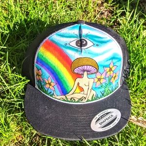 Rainbow field of dreams mushroom hat